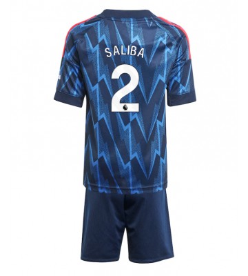 Arsenal William Saliba #2 Udebanetrøje Børn 2025-26 Kortærmet (+ Korte bukser)